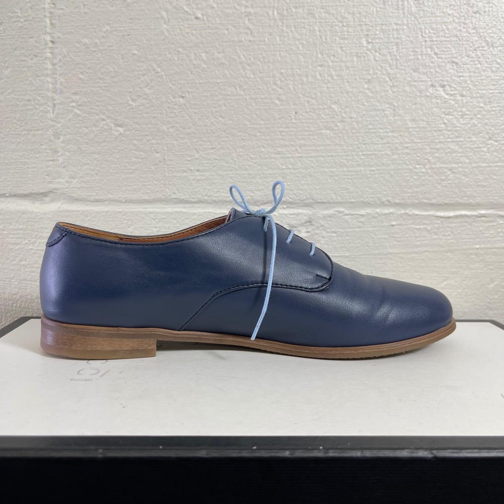 Julia Bo Navy Blue Soft Leather Plain Toe Comfort Shoes Women's 38 EU/7.5-8 US - Picture 2 of 10